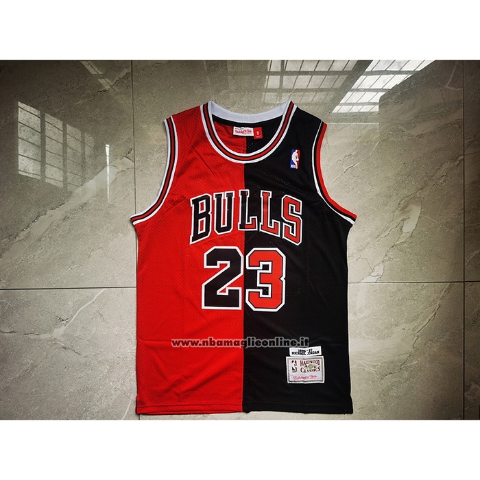Maglia Chicago Bulls Michael Jordan #23 Split Nero Rosso
